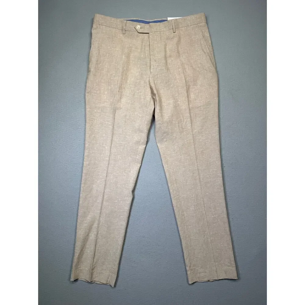 Tommy Hilfiger Men's Modern-Fit Linen Blend Pants Light tan 36x32 $125